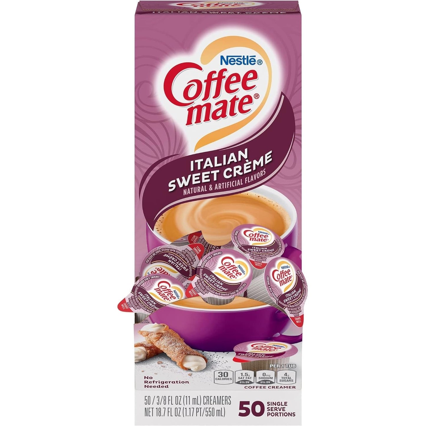 Italian Sweet Cream Liquid Coffee Creamer Singles  50 Creamers Singles Serve Box (18.7 Fl Oz.)