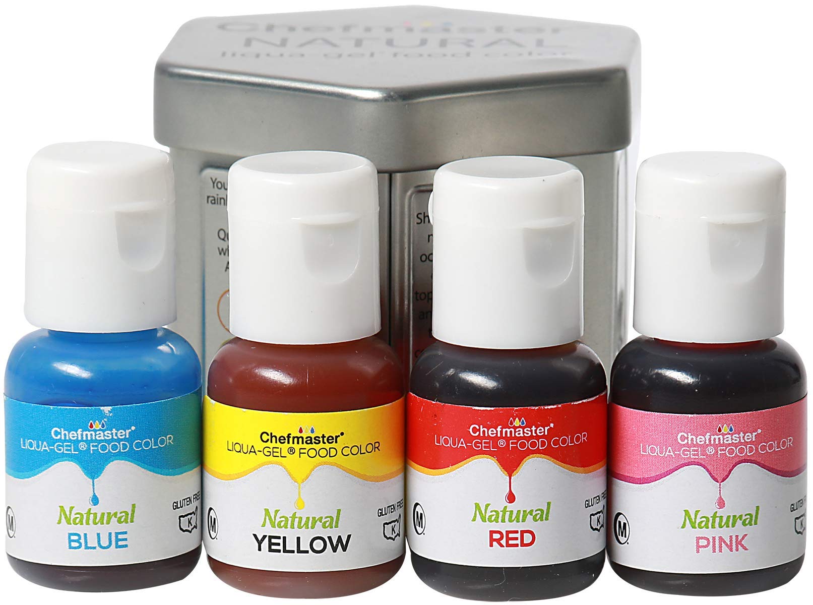 Chefmaster - Natural Liqua-Gel Food Coloring Kit - Natural Gel Food Coloring - 4 Count Pack - Plant-Based Ingredients, Naturally