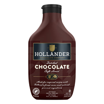 Hollander Dutched Chocolate Caf   Sauce | Vegan Friendly, GMO-Free, Gluten/Soy Free, Corn Syrup Free |15 fl. Oz. Squeeze Bottle