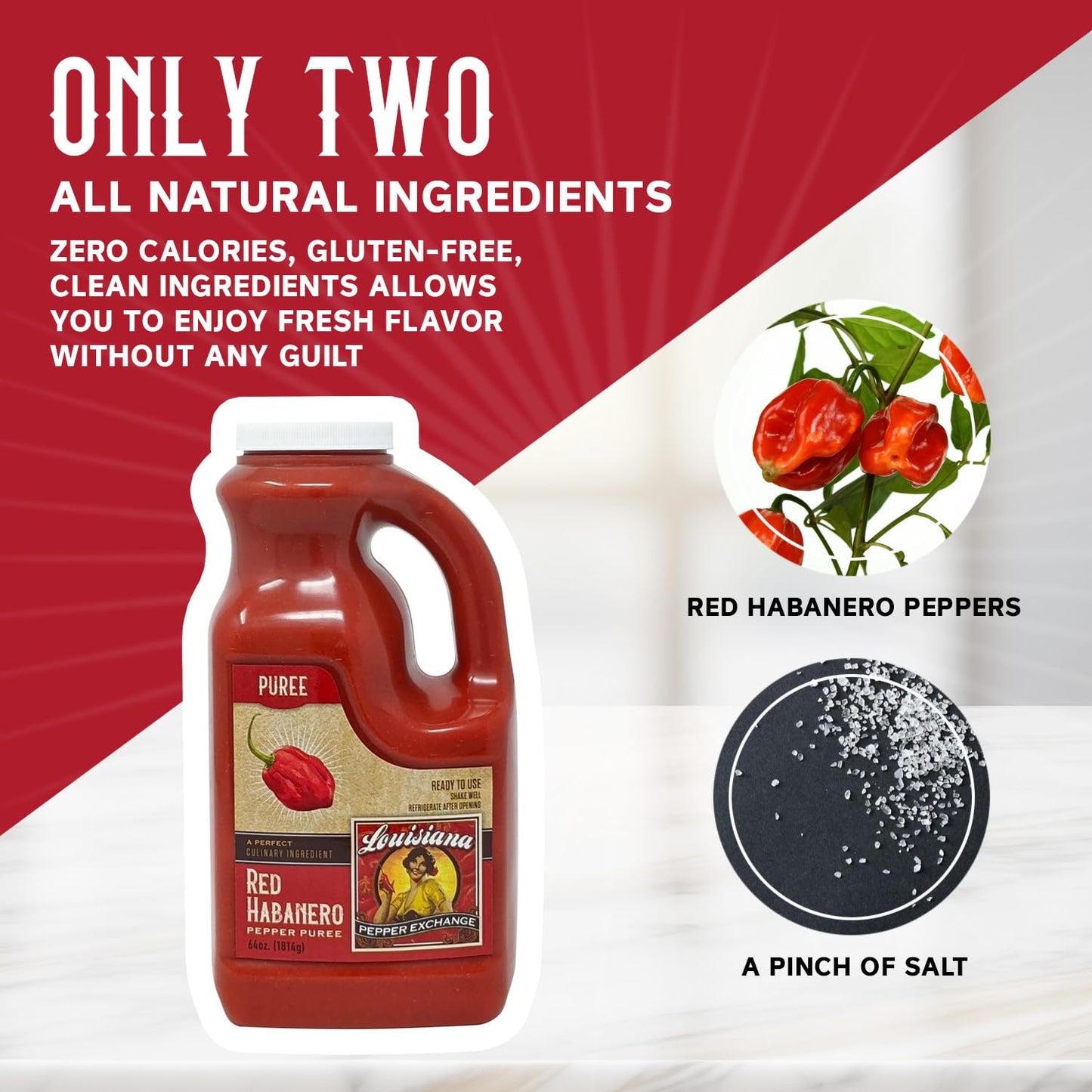 Louisiana Pepper Exchange Red Habanero Puree, 64Oz