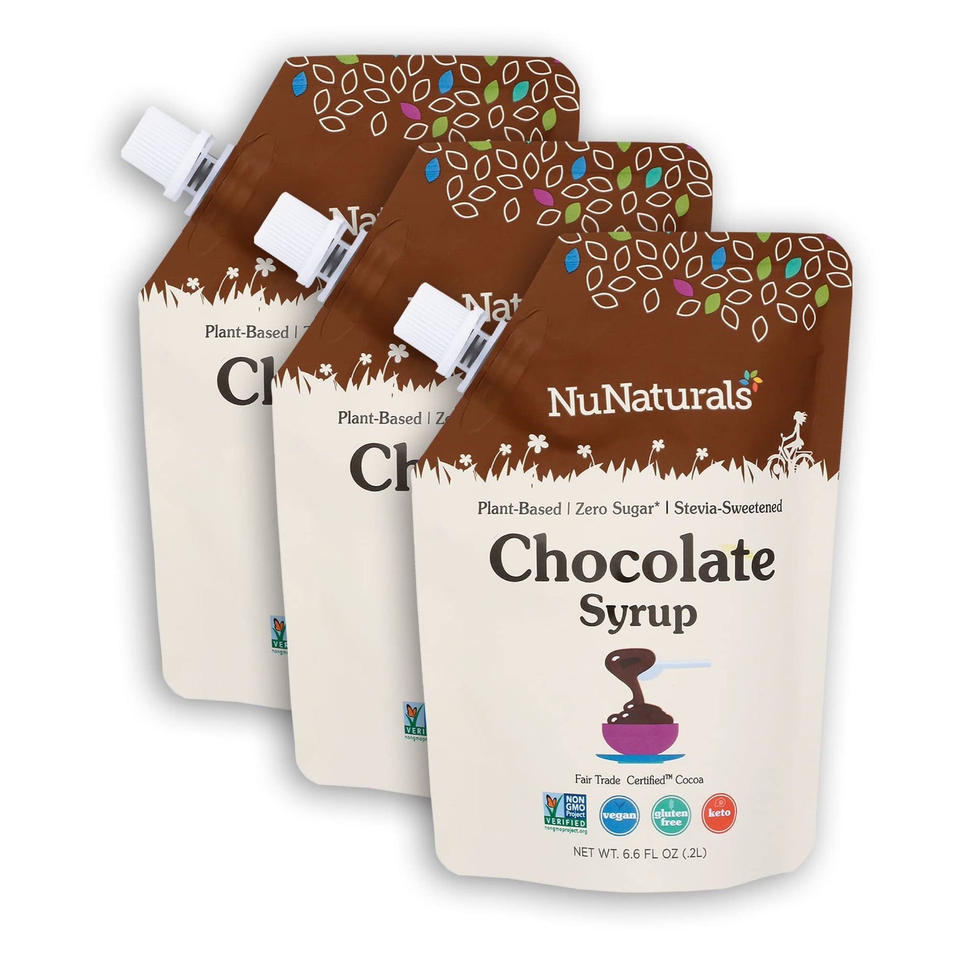 Nunaturals Stevia Syrup, Sugar-Free Sweetener, Plant-Based Sugar Substitute, Zero Calorie, Sugar-Free Syrup, Chocolate, 6.6Oz (3