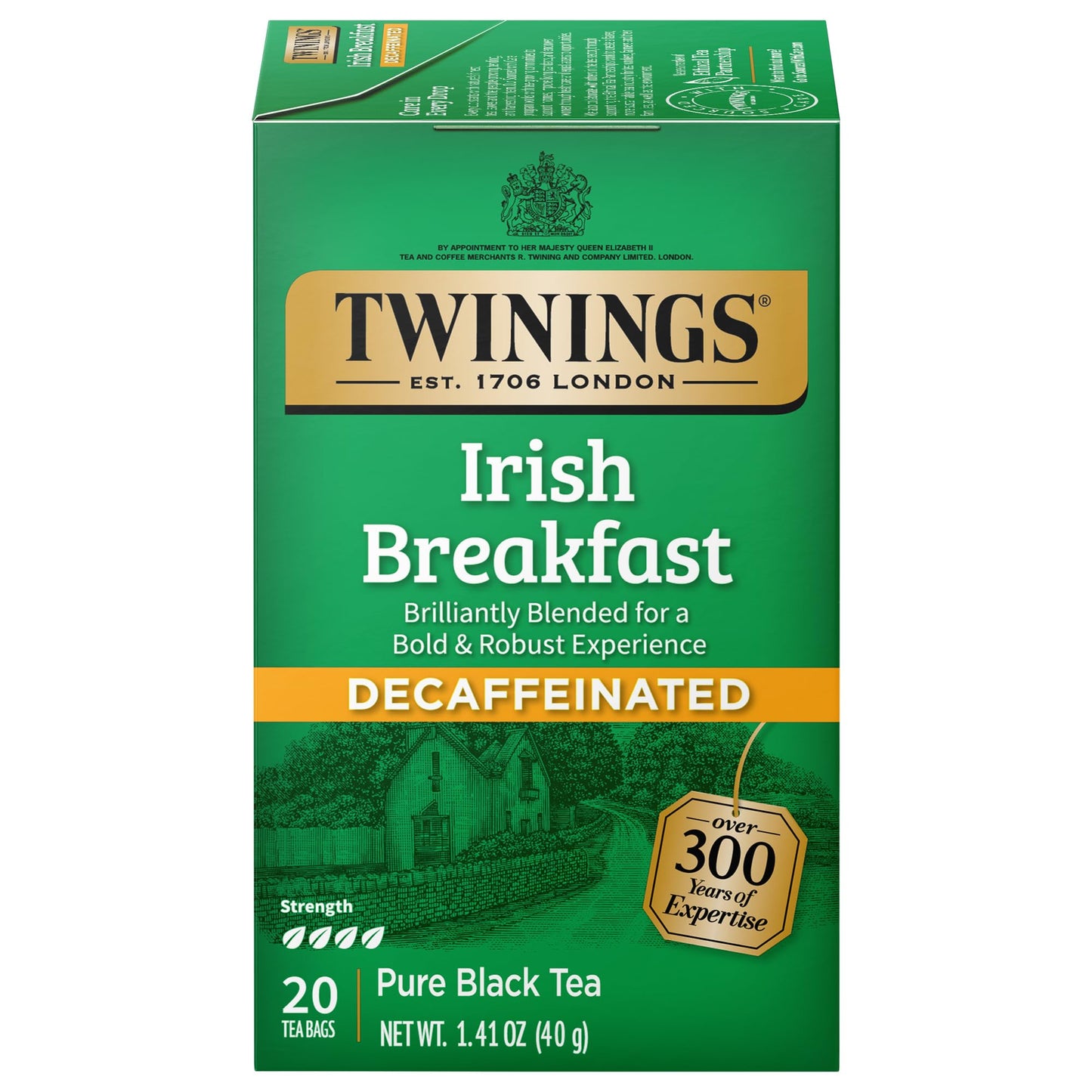 Twinings Decaffeinated Irish Breakfast Black Tea Individually Wrapped Bags, 20 Count (Pack Of 6), Flavourful, Robust, Enjoy Hot Or Iced | Packaging May Vary