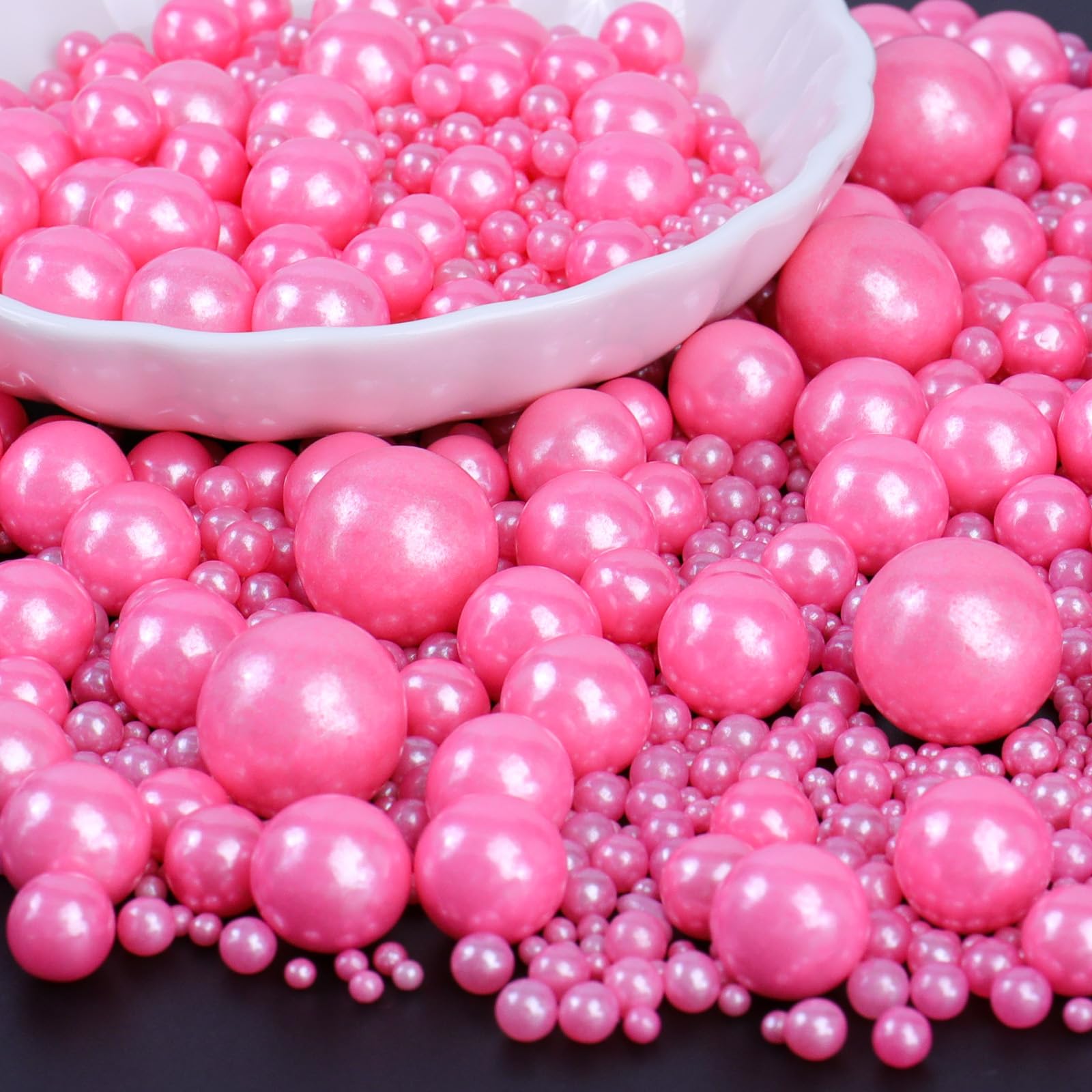 Hot Pink Sprinkles For Cake Decorating  Pearl Sugar In Mix Sizes 130G/4.6Oz  Baking Cupcakes  Donuts  Macarons Baking Toppings  Wedding Celebration Birthday Party Supplies