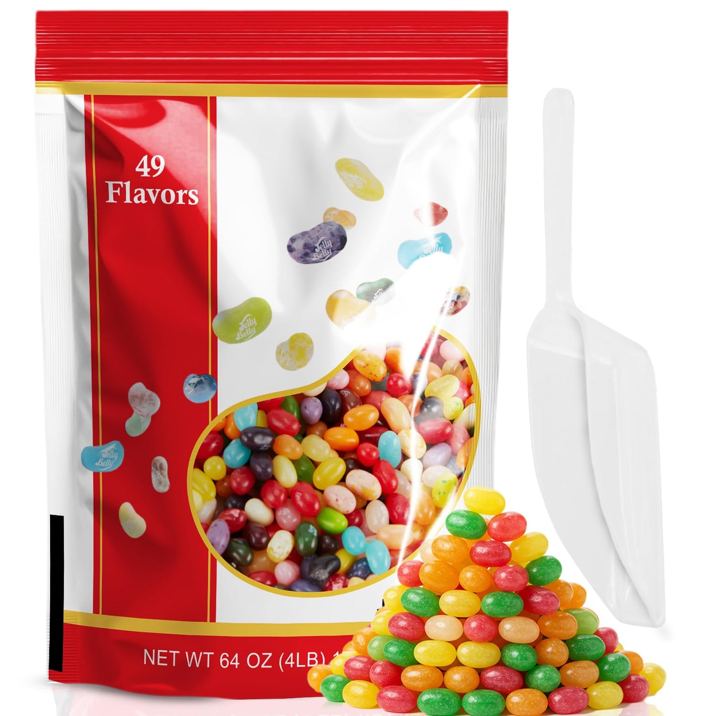 Braidz Jelly Bellies Jelly Beans, Assorted 49 Flavors, 4 lb Bulk Bag, Kosher Certified