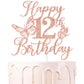 Rose Gold Glitter Happy 12th Birthday Cake Topper, Butterfly Happy 12th Birthday/Cheers to 12 Years, Butterfly Themed 12th Birth