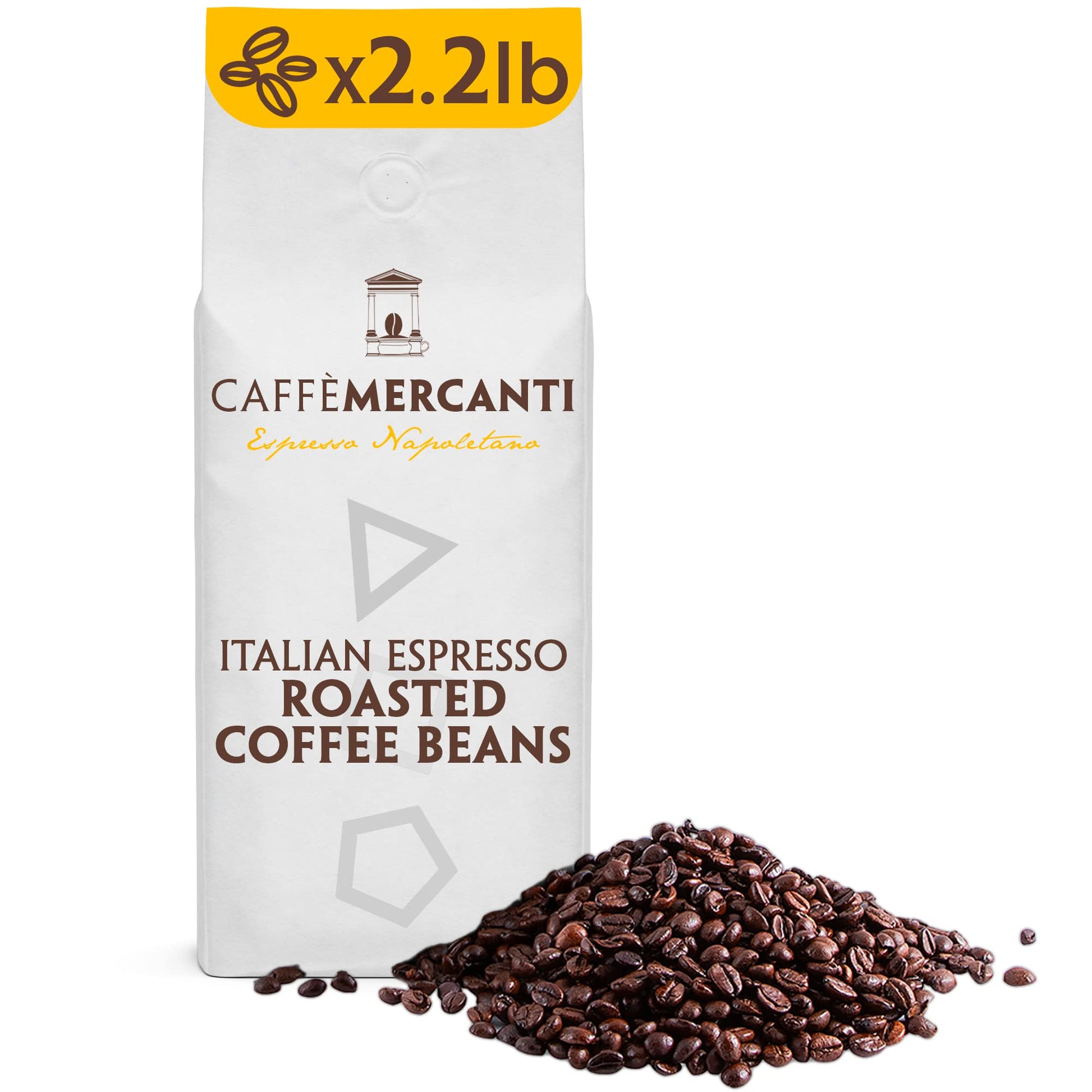 Piazza Mercanti Caffe Oro Italian Roast Coffee Whole Beans - 2.2lb Bag - Non-GMO