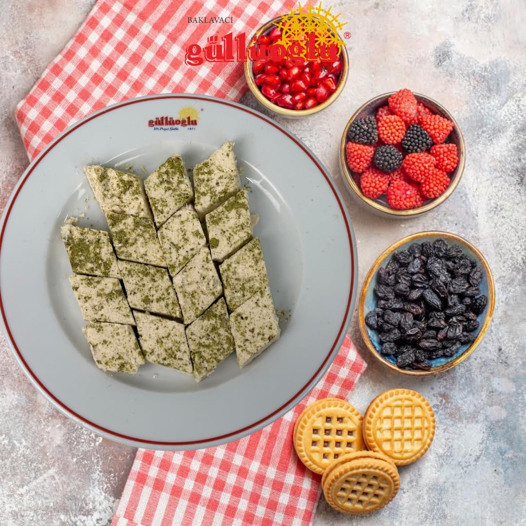 GÜLLÜOGLU Ottoman Pistachio Halva, Floss Style Turkish Delight, 8.8 oz / 250g, Authentic Traditional Dessert, Sweet & Nutty Treat