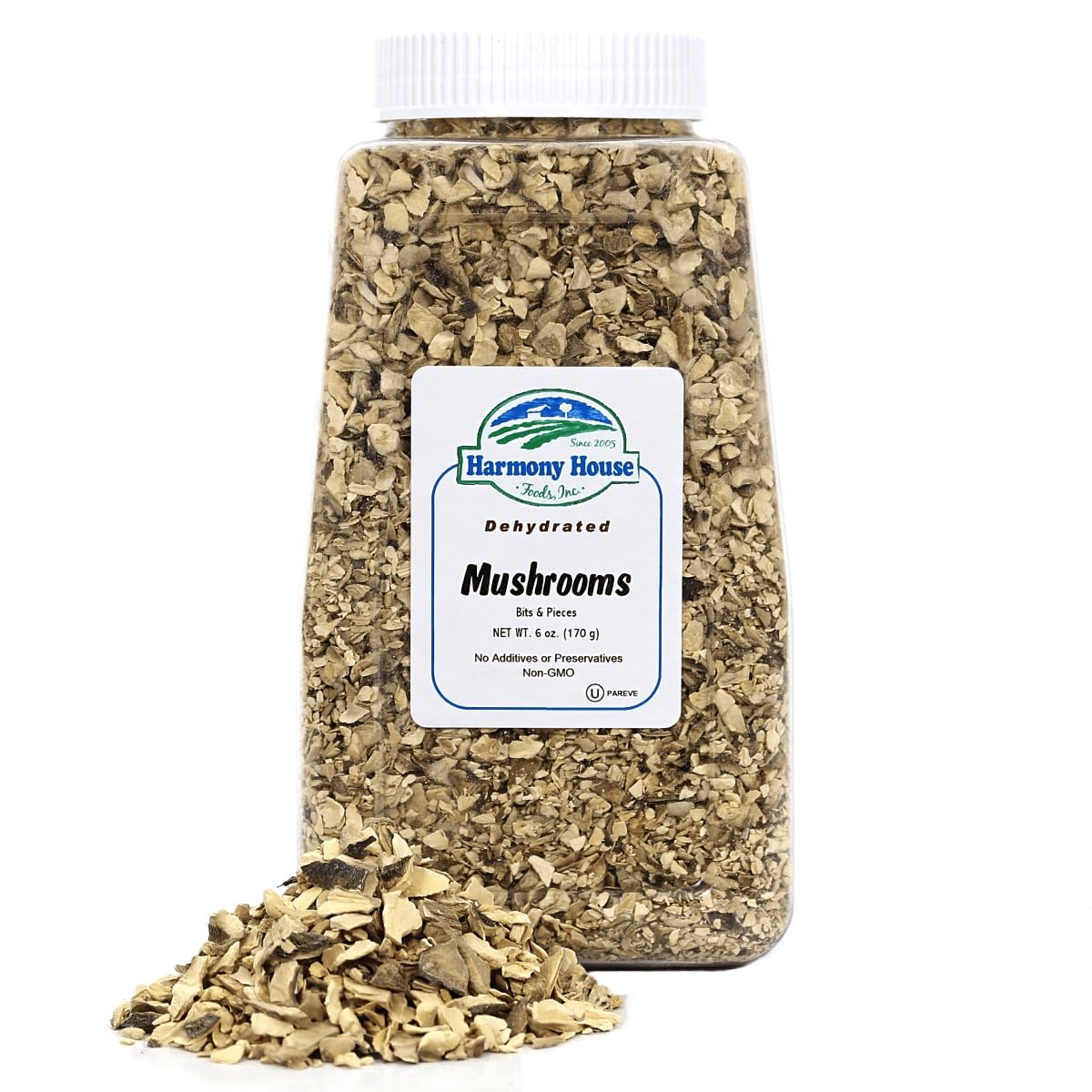 Harmony House Foods Dried Mushroom Bits & Pieces (6 Oz, Quart Size Jar)