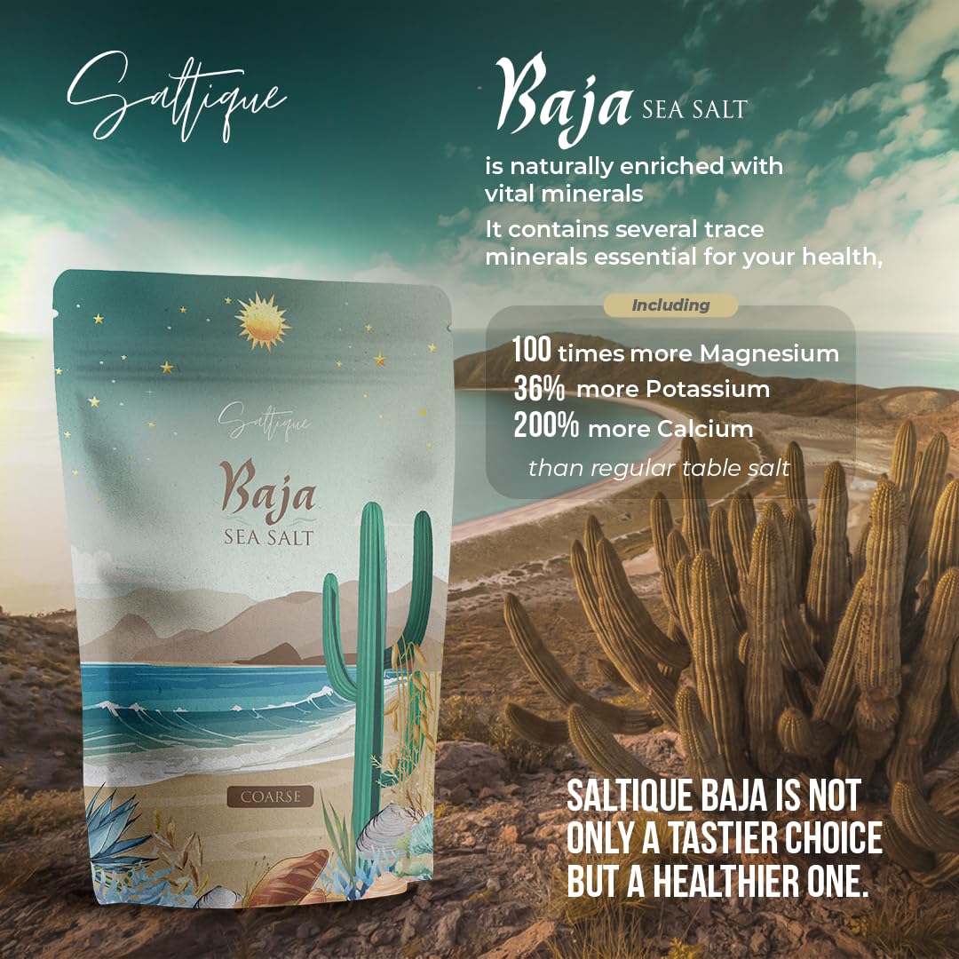 Saltique Coarse Baja Sea Salt - 90 Minerals for Hydration - 8 Ounce - Non-GMO, 100% Unrefined, Paleo-Vegan