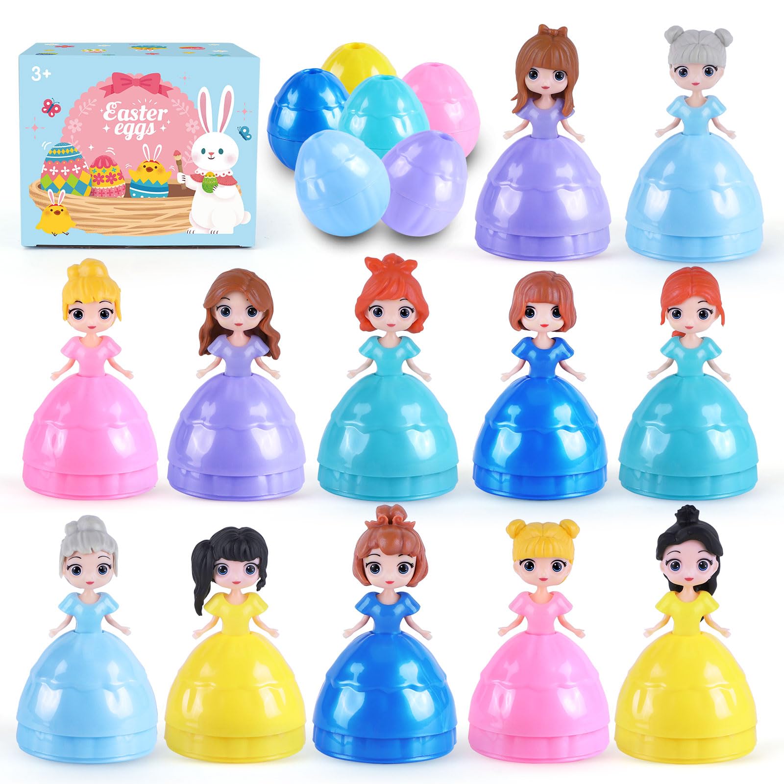 Konijiwa Easter Gifts for Kids, 12 Piece Prefilled Easter Egg,Perfect for 3+ Year Old Boys and Girls, Ideal for Easter Basket St