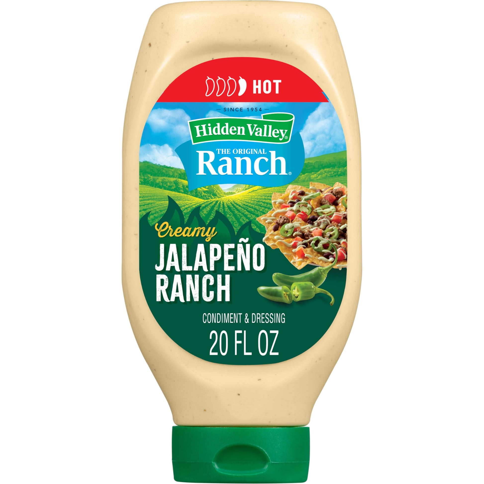 Hidden Valley Creamy Jalapeo Ranch Condiment and Dressing, Easy Squeeze Bottle, 20 Fluid Ounces (Package May Vary)