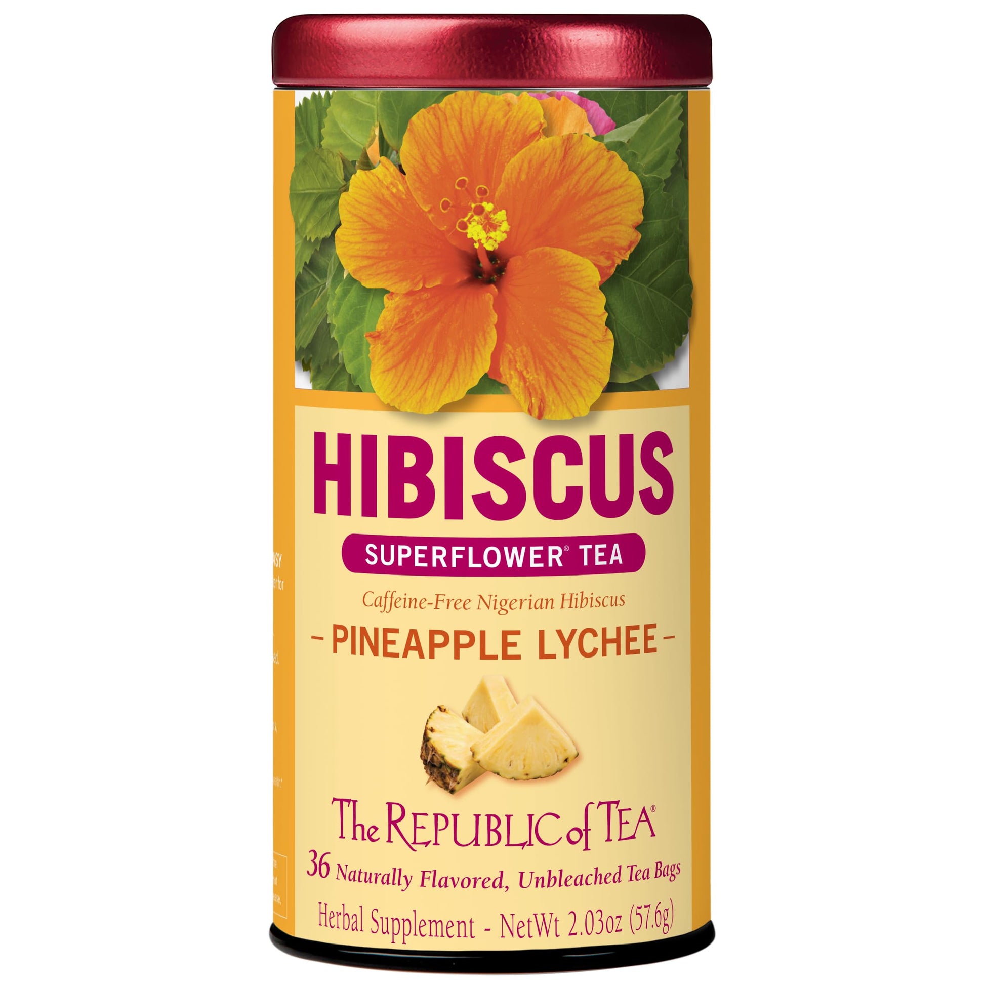 The Republic of Tea Pineapple Lychee Hibiscus Tea, 36 Count, Model mp-40444