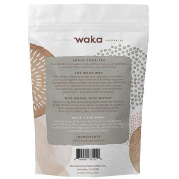 Waka Instant Black Tea Mix, Kenyan - 100% Tea Leaves, No Additives, Unsweetened Tea Powder In Bulk Pouch - Easy Quick Hot And Ic