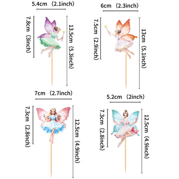 Ercadio 24 Pcs Fairy Cupcake Topper Assembled Colorful Flower Fairy Cupcake Picks Flower Fairy Cake Decorations For Fairy Theme