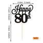 YCTHUNFISH 80th Birthday Cake Topper Black Glitter Bamboo Decoration for Cheers to 80 Years Old Party Supplies