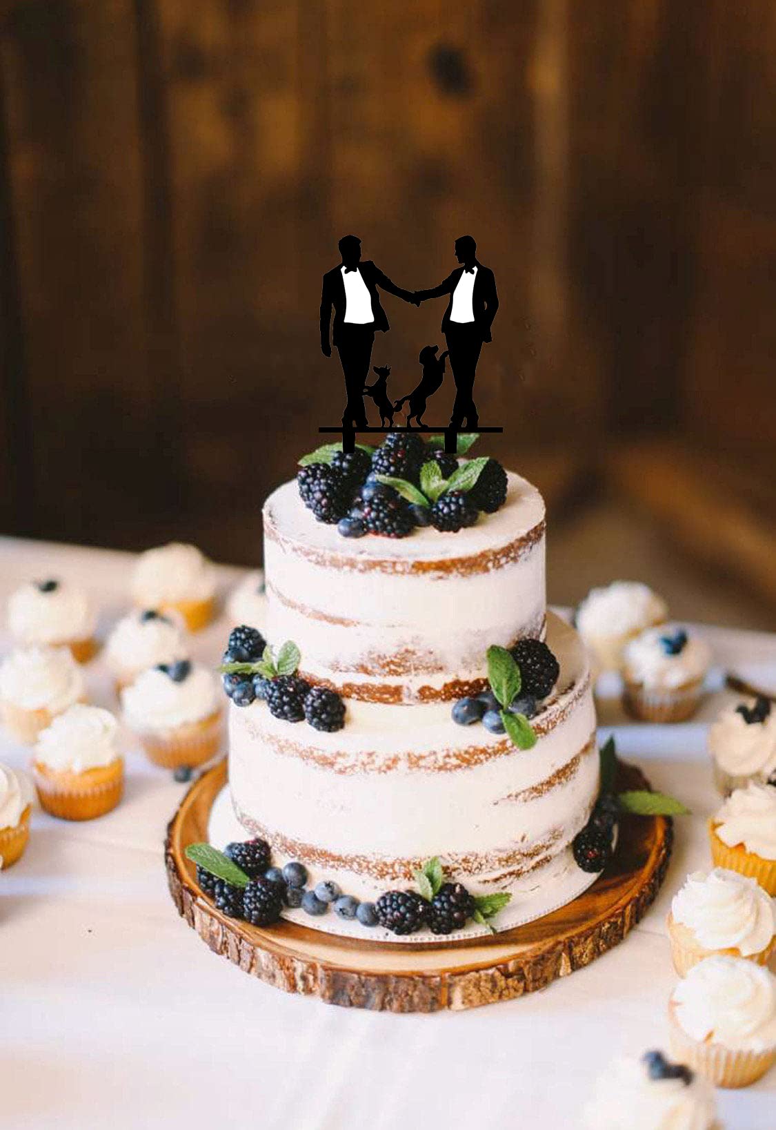 Gay Wedding Cake Topper, Grooms Cake Topper, Mr & Mr Cake Topper With Dogs - Gift For Gay Wedding/Engagement/Anniversary Party D