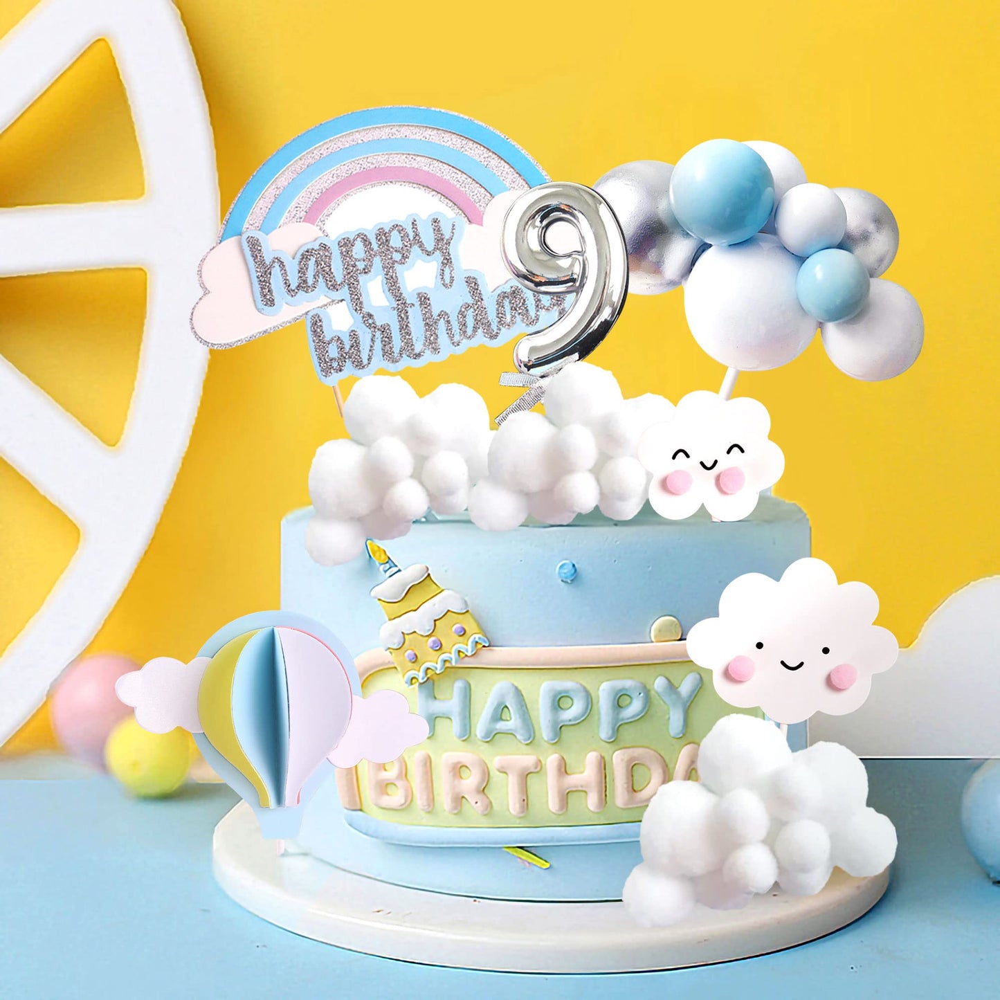 Laventy On Cloud 9 Cake Decoration On Cloud 9 Birthday Cake Topper 9 Birthday Cake Decoration On Cloud 9 Party Supplies Cloud Ca