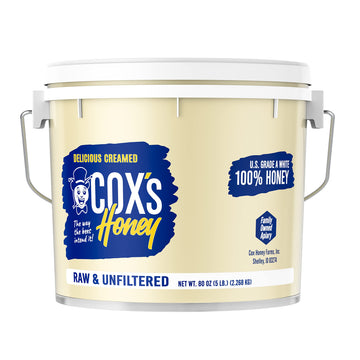 Cox'S Honey - Bulk Creamed Whipped Honey Raw Unfiltered, 80 Oz | 100% Pure Clover Delicious Honey - Product Of The Usa