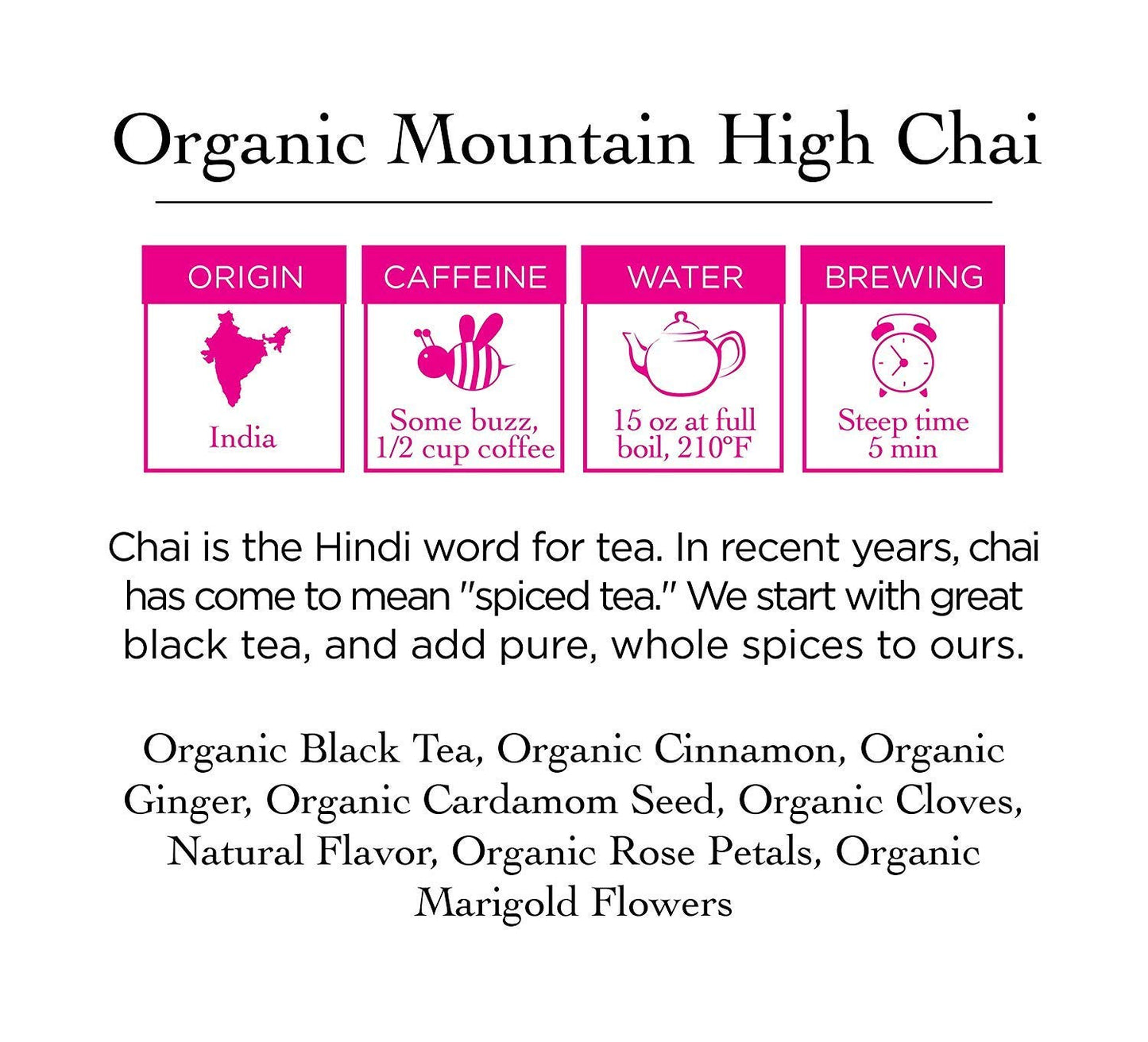 Two Leaves And A Bud Organic Mountain High Chai Tea Bags, Whole Leaf Black Tea And Spices In Compostable Sachets, Add Milk And S