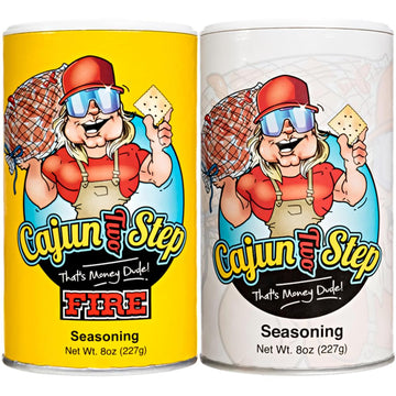 Cajun Two Step Cajun Seasoning By Stalekracker Variety Bundle - 2 Pck, Original & Fire Spice Blends For Authentic Creole Louisia