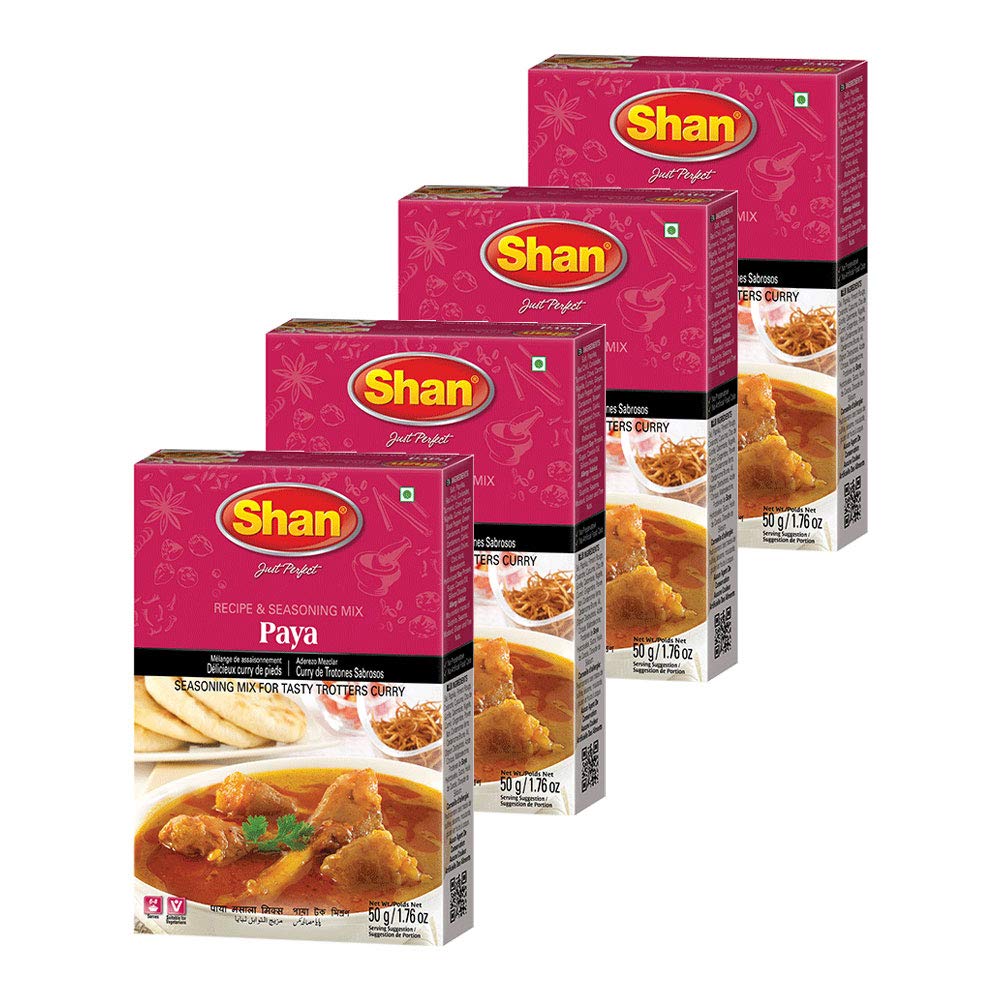 Shan Paya Recipe & Seasoning Mix For Meat Curry  1.76 Oz (50G) - Traditional Spicy Powder For Tender Meat & Trotters Curry  Meat Tenderizer Spice - Airtight Box (Pack Of 4)