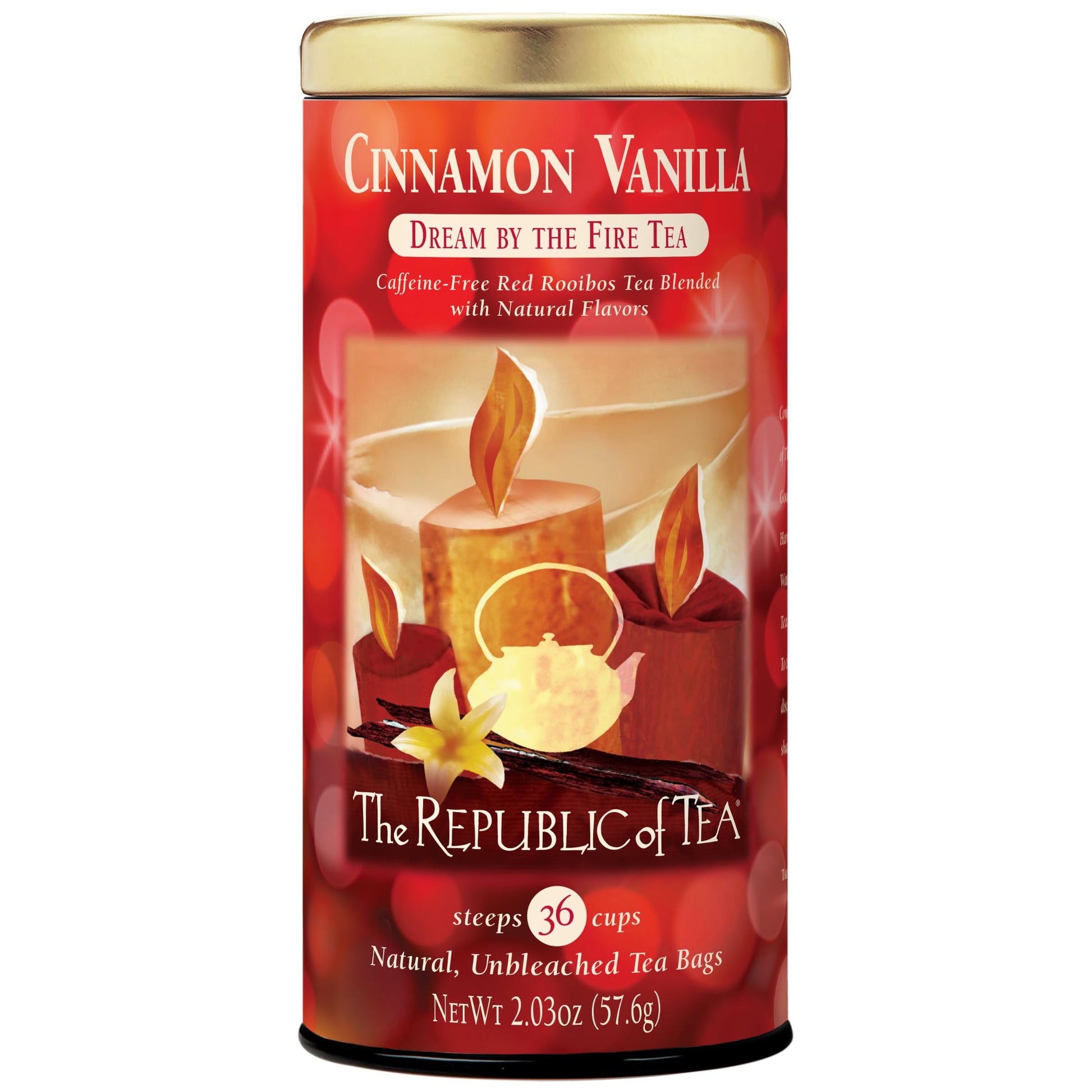 The Republic of Tea Cinnamon Vanilla Dream by the Fire Tea, Caffeine-Free, 36 Tea Bags, Model mp-40410