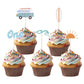 PEUTIER 25pcs Wave Surf Cake Topper, 5 Styles, Paper, Blue/White/Yellow, Model 13104, First Birthday Party Decoration
