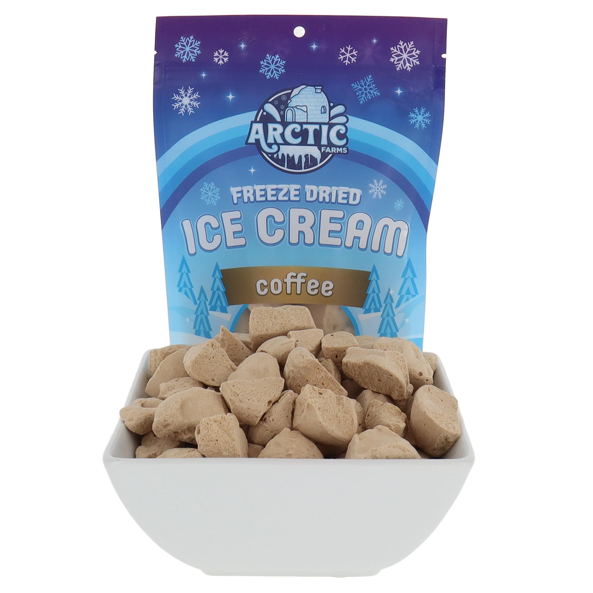 Arctic Farms Freeze Dried Ice Cream Bits Bagged And Boxed - Does Not Melt (Coffee)
