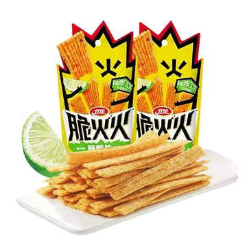Spicy Strips - (Crispy)(Lime flavor) Spicy Gluten Latiao, Chinese Special Casual Snack Food, Made From Wheat/Chili/Spice, Low Su