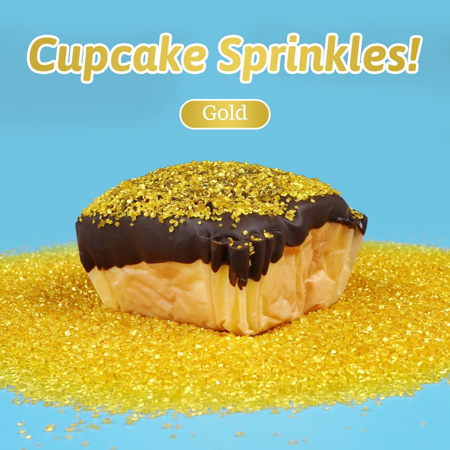 Edible Gold Sprinkles, Sanding Sugar, 150G, Sprinkles For Cupcake Decorating, Cookies Cake Toppers & Cupcake Decoration, Ice Cre