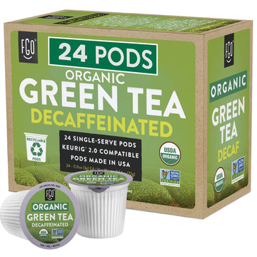 Fgo Organic Decaf Green Tea K-Cup Pods - Decaffeinated, Keurig Compatible, 24 Pods (Pack Of 1)