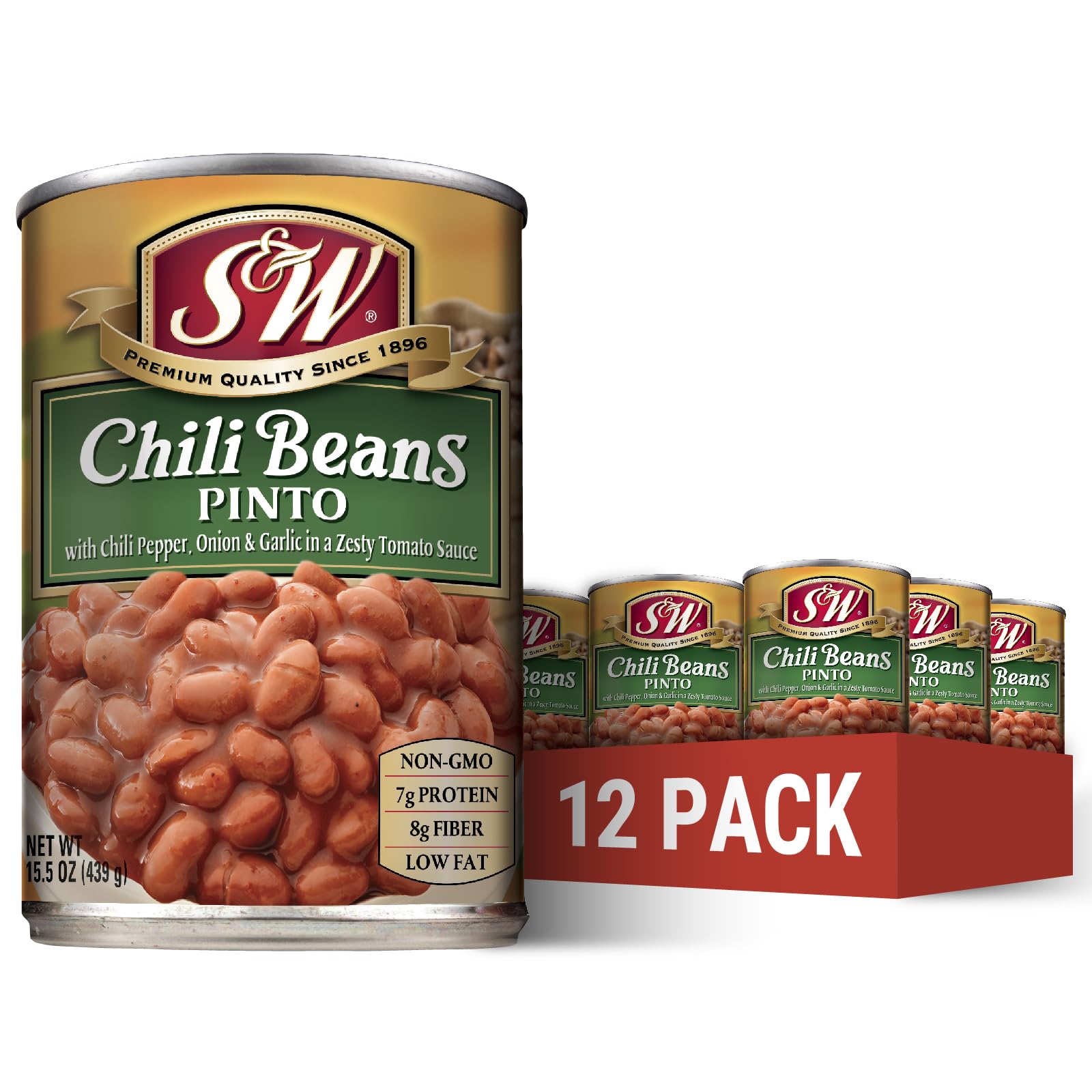 S&W - Pinto Chili Beans - 15.5 Oz. Can (Pack Of 12)