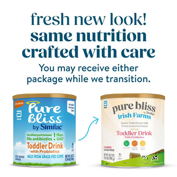 Pure Bliss by Similac Irish Farms Toddler Drink, Easy to Digest, Non-GMO, Powder, 24.7-oz Can, Pack of 6
