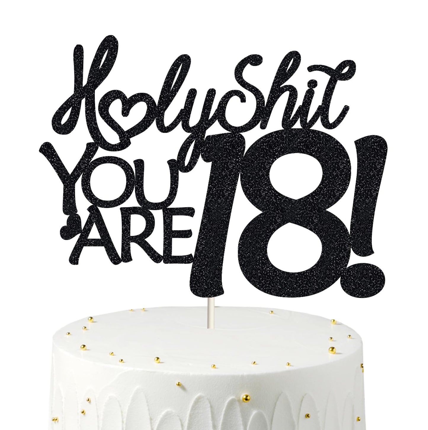 18 Birthday Cake Toppers-Black Glitter, Funny 18Th Cake Topper For Men,18 Cake Topper For Women, 18Th Birthday Decorations,18Th