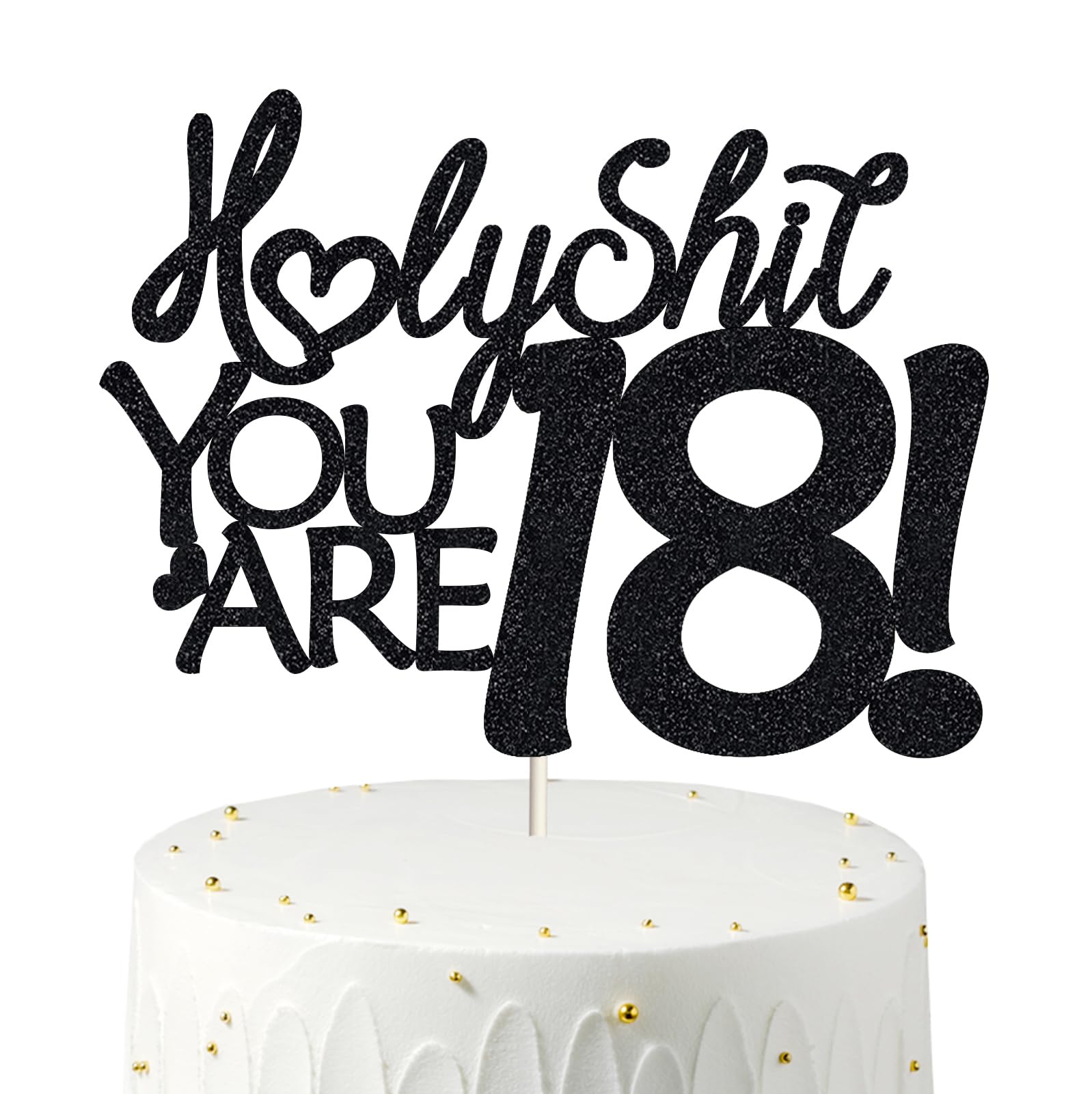 18 Birthday Cake Toppers-Black Glitter, Funny 18Th Cake Topper For Men,18 Cake Topper For Women, 18Th Birthday Decorations,18Th