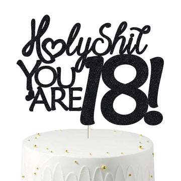 18 Birthday Cake Toppers-Black Glitter, Funny 18Th Cake Topper For Men,18 Cake Topper For Women, 18Th Birthday Decorations,18Th