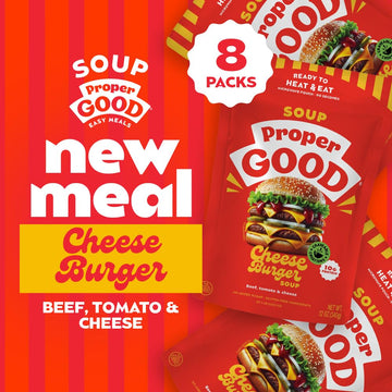 Proper Good Chargrilled Beef Cheeseburger Soup with Creamy Cheese | Sweet Tomato, and Potatoes | High-Protein, Gluten-Free Shelf
