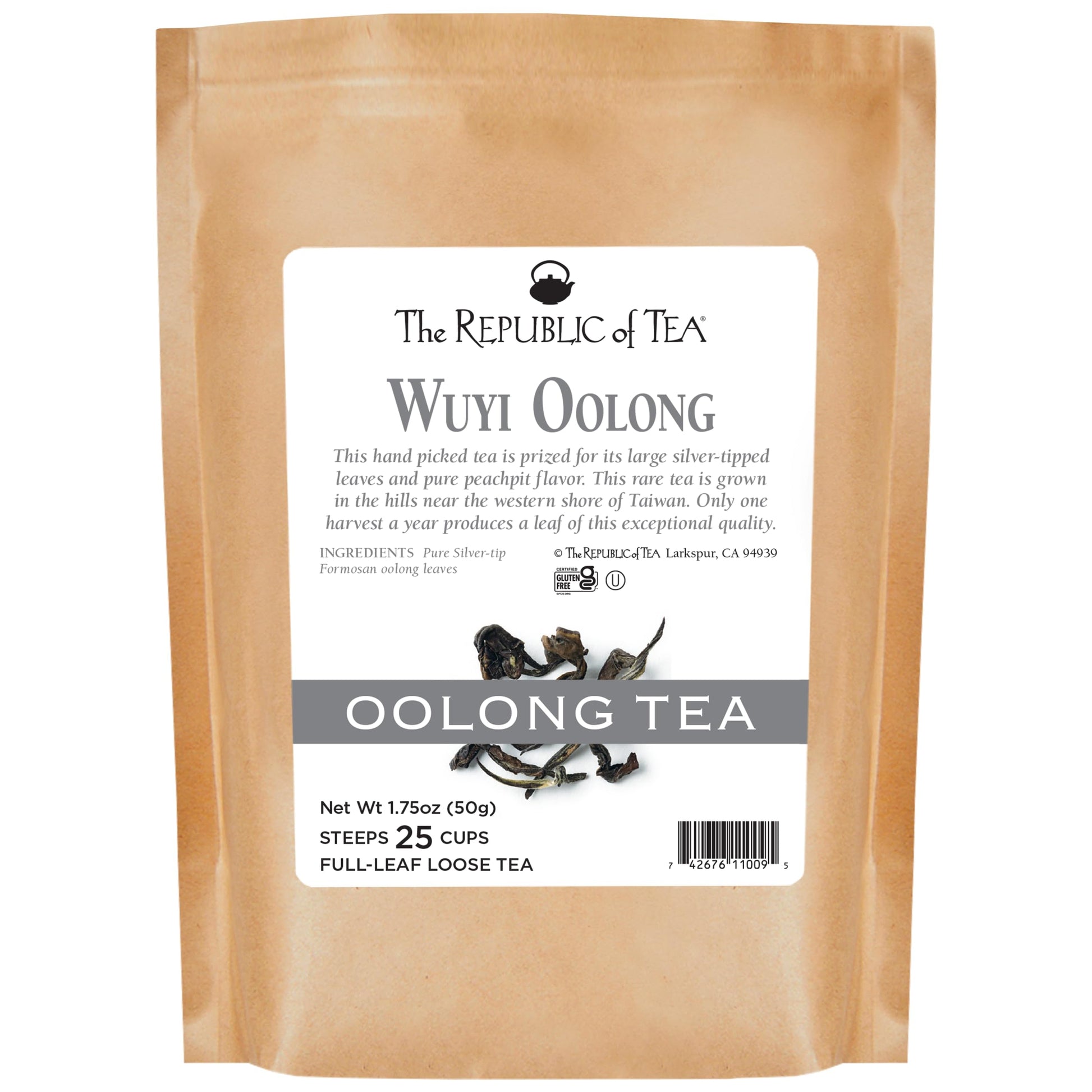 The Republic of Tea Oolong Full-Leaf Loose Tea, Wuyi Oolong Black, 1.75 oz Refill Bag