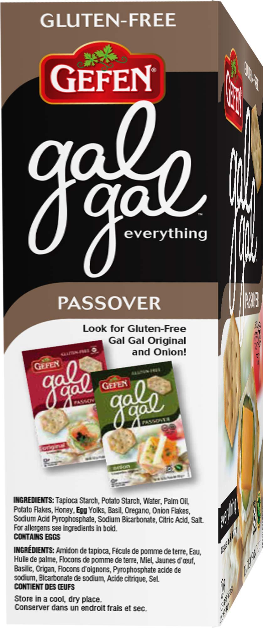 Gefen Gluten Free Gal Gal Everything Crackers 4.2oz (3 Pack), Low Fat, Zero Sugar, All Natural, Kosher for Passover