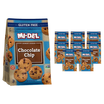 Mi-Del Chocolate Chip Cookies Gluten Free - Crunchy Chocolate Cookies - Non-GMO Certified, 0g Trans Fat, Healthy Cookies (Pack o