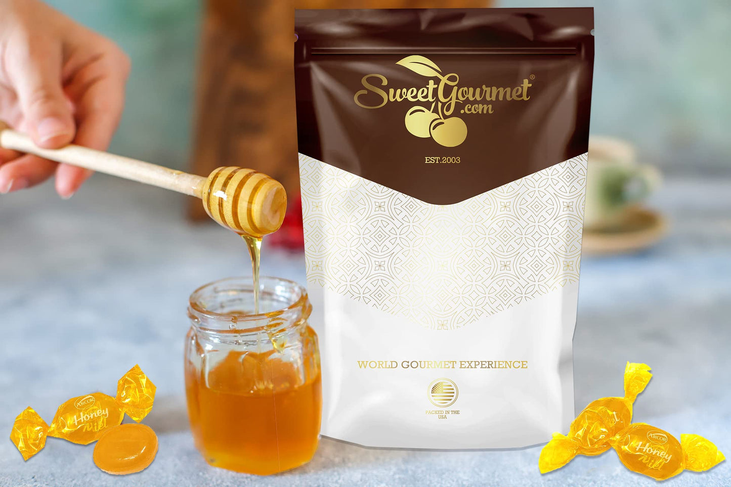 Arcor Honey Filled Hard Candy  Wrapped Bulk Candies  Soft Honey Center  2 Pounds