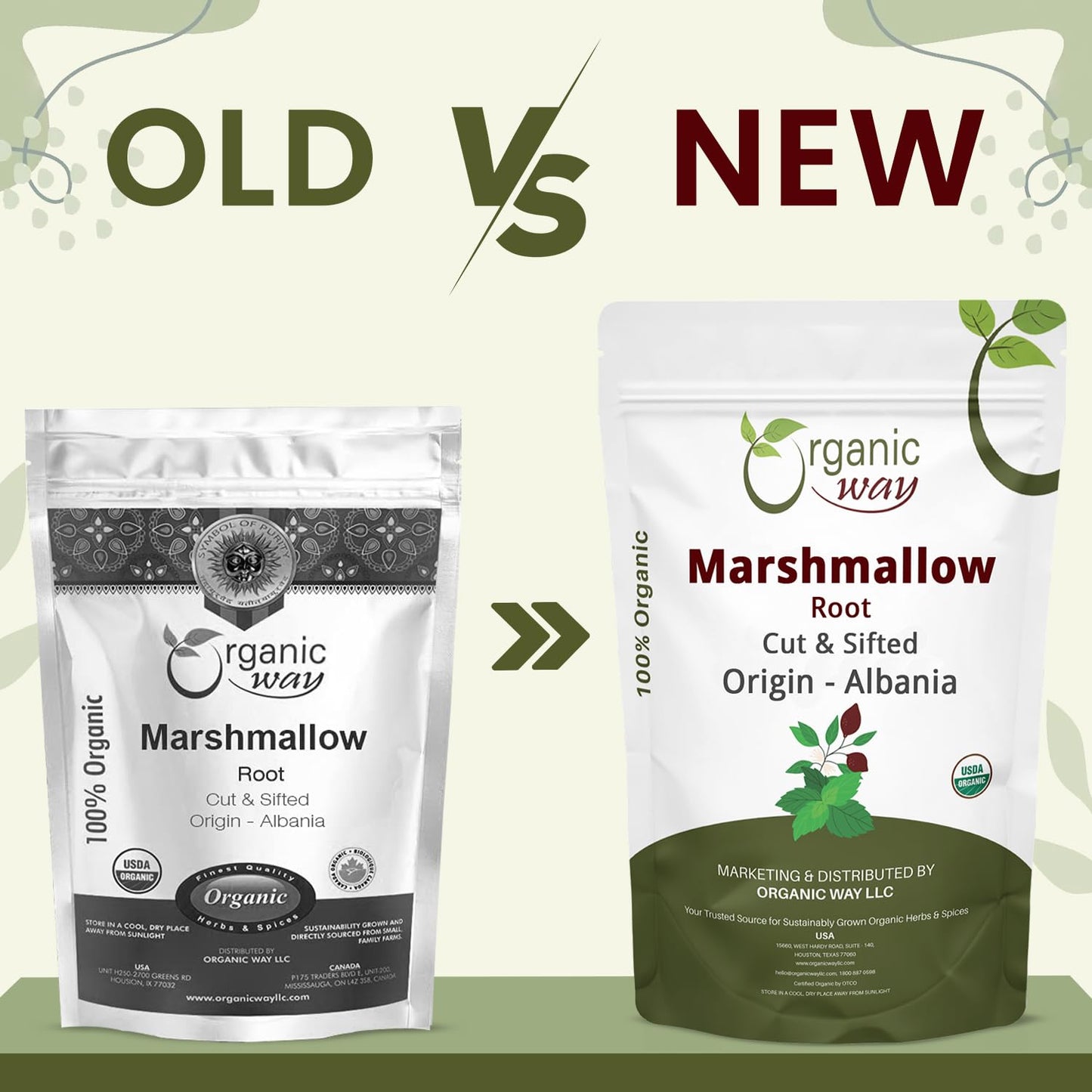 Organic Way Marshmallow Root Herbal Tea - Cut & Sifted, Organic & Kosher Certified, Non-GMO, 1/2 lbs (8 oz), Origin: Albania
