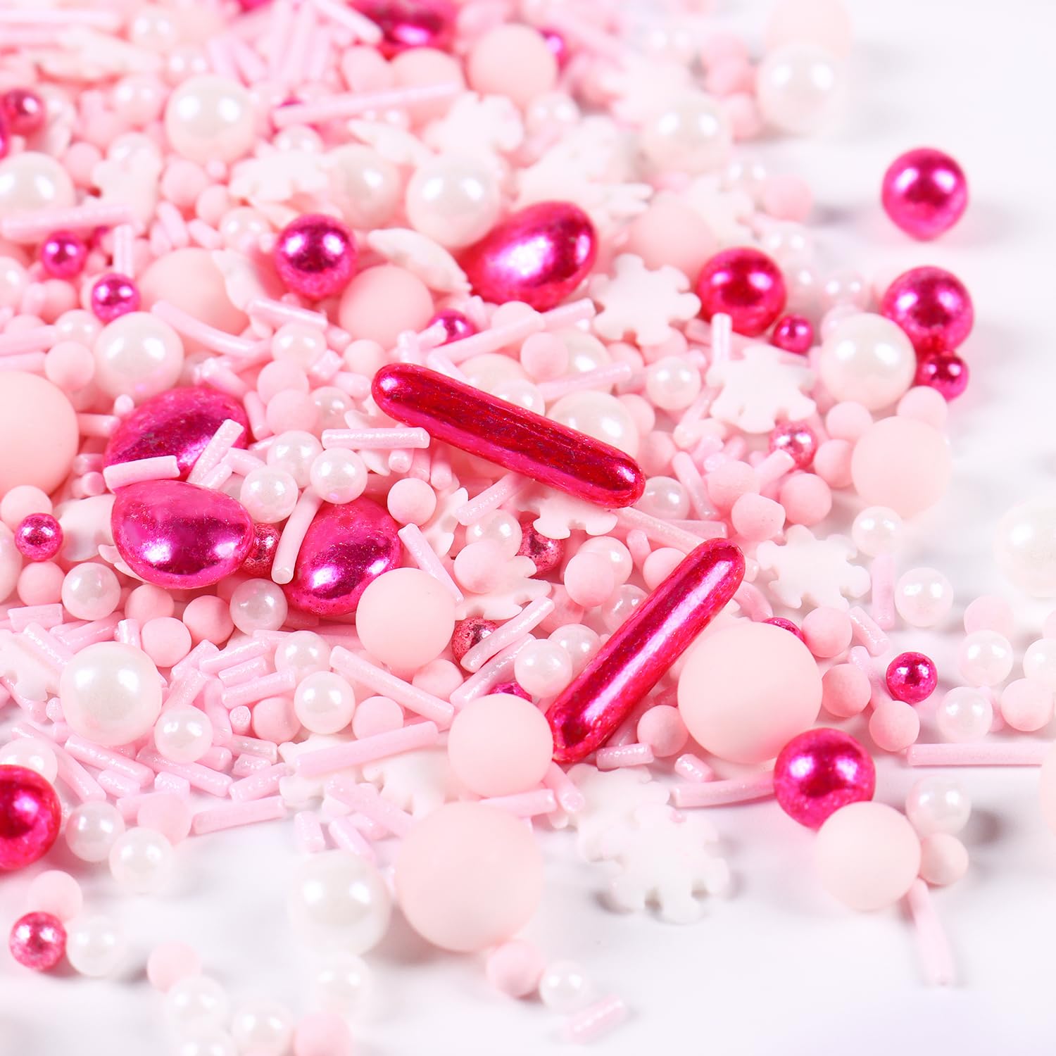 Pink Sprinkles For Cake Decorating, Pink Pearl Sprinkles, Metallic Sprinkle Mix For Cupcakes, Macaron, Ice Cream, And Cookies(12
