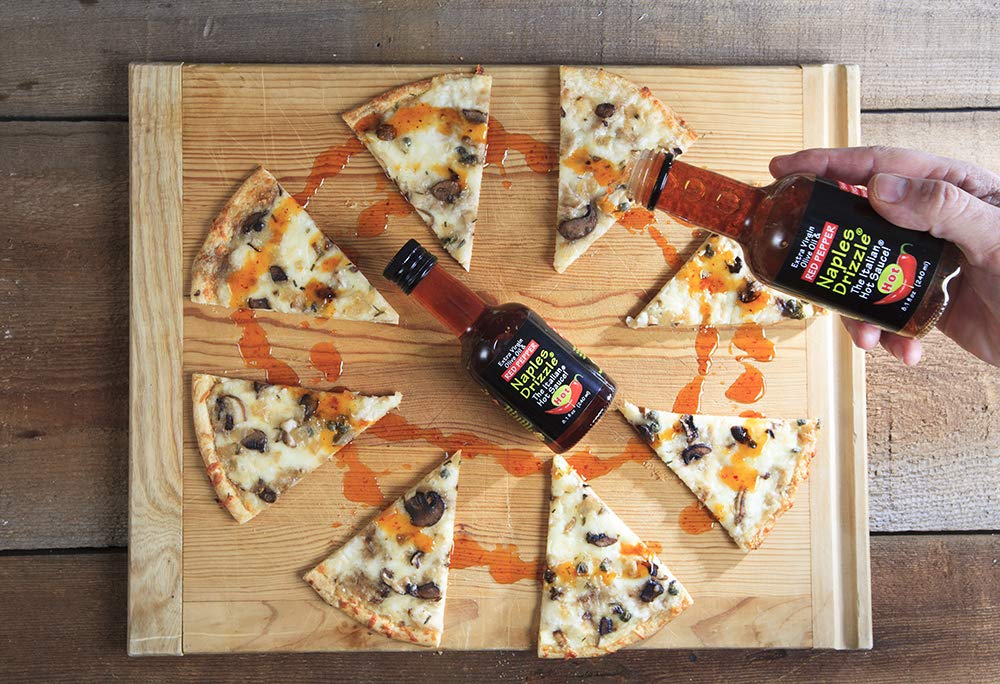 Naples Drizzle Pepperolio Italian Hot Sauce - Extra Virgin Olive Oil Red Pepper Drizzle, 8.1 Fl Oz, Model RPEP240