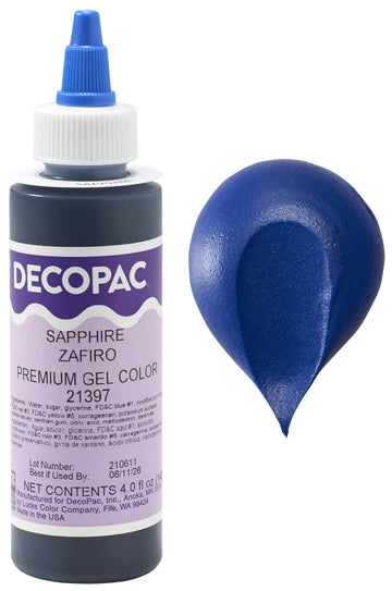 Sapphire Trend Premium Gel Color Cake Decorations, Bue Food Coloring - Blue Gel Color - 4 Fl Oz