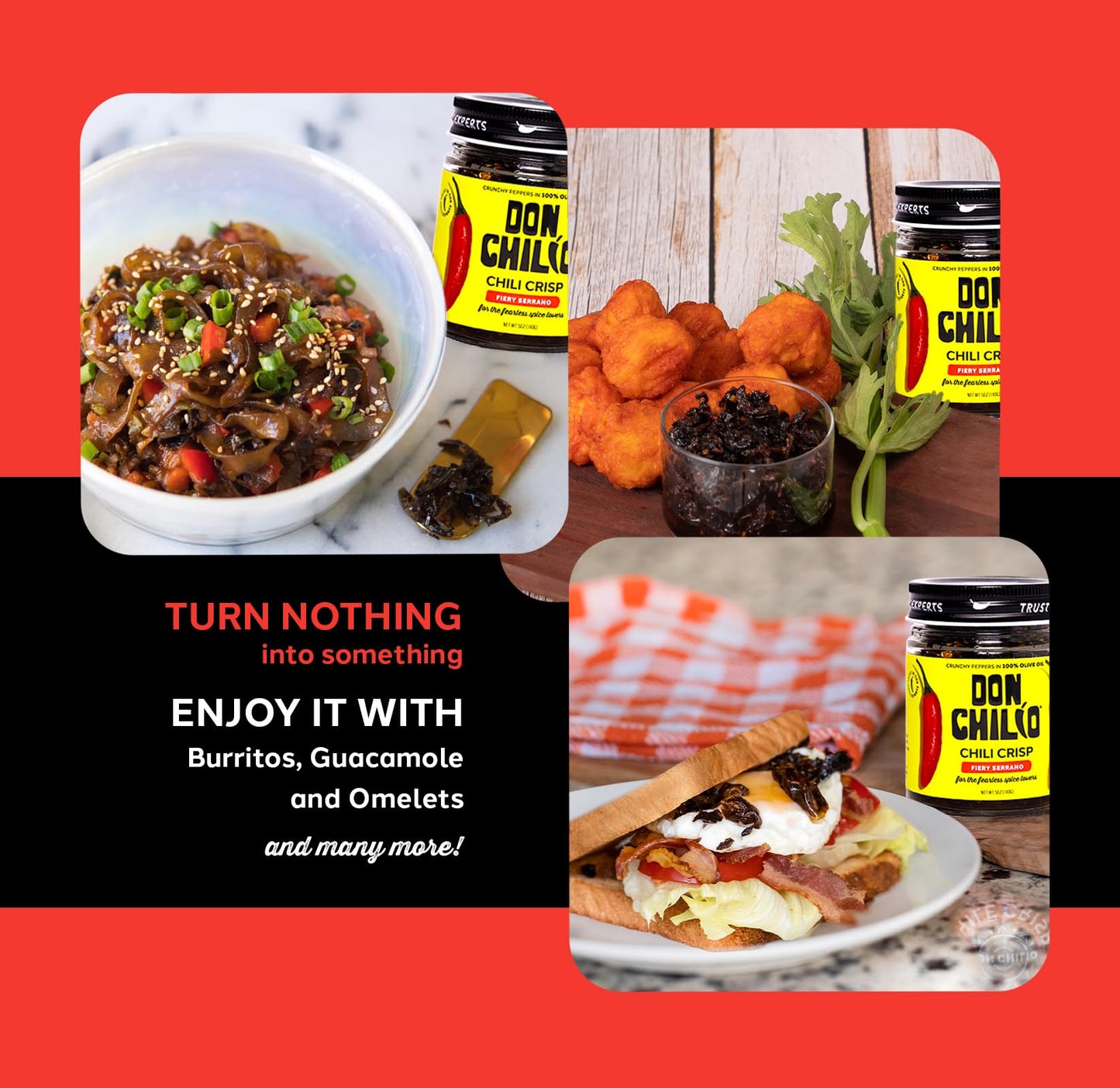 Don Chilio Medium Heat Serrano Mexican Chile Crisp, 5 oz, 3 Pack - Crunchy Sliced Serrano Fried Chili Peppers in Hot Seasoned 10