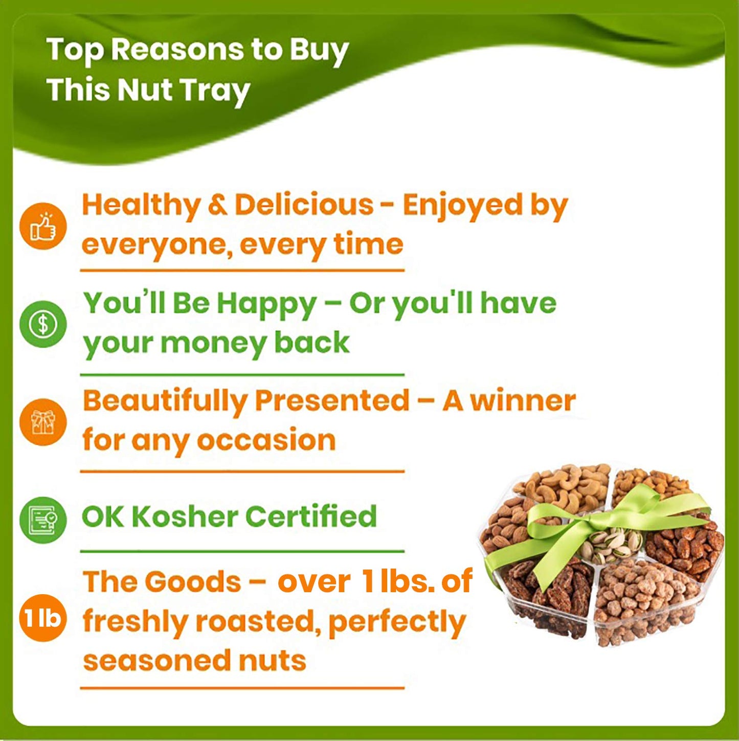 Nut Haven Thanksgiving Nuts Gift Basket - Assorted Sweet & Roasted Salted Gourmet Nuts - 1 Pound Food Gift Box for Holidays