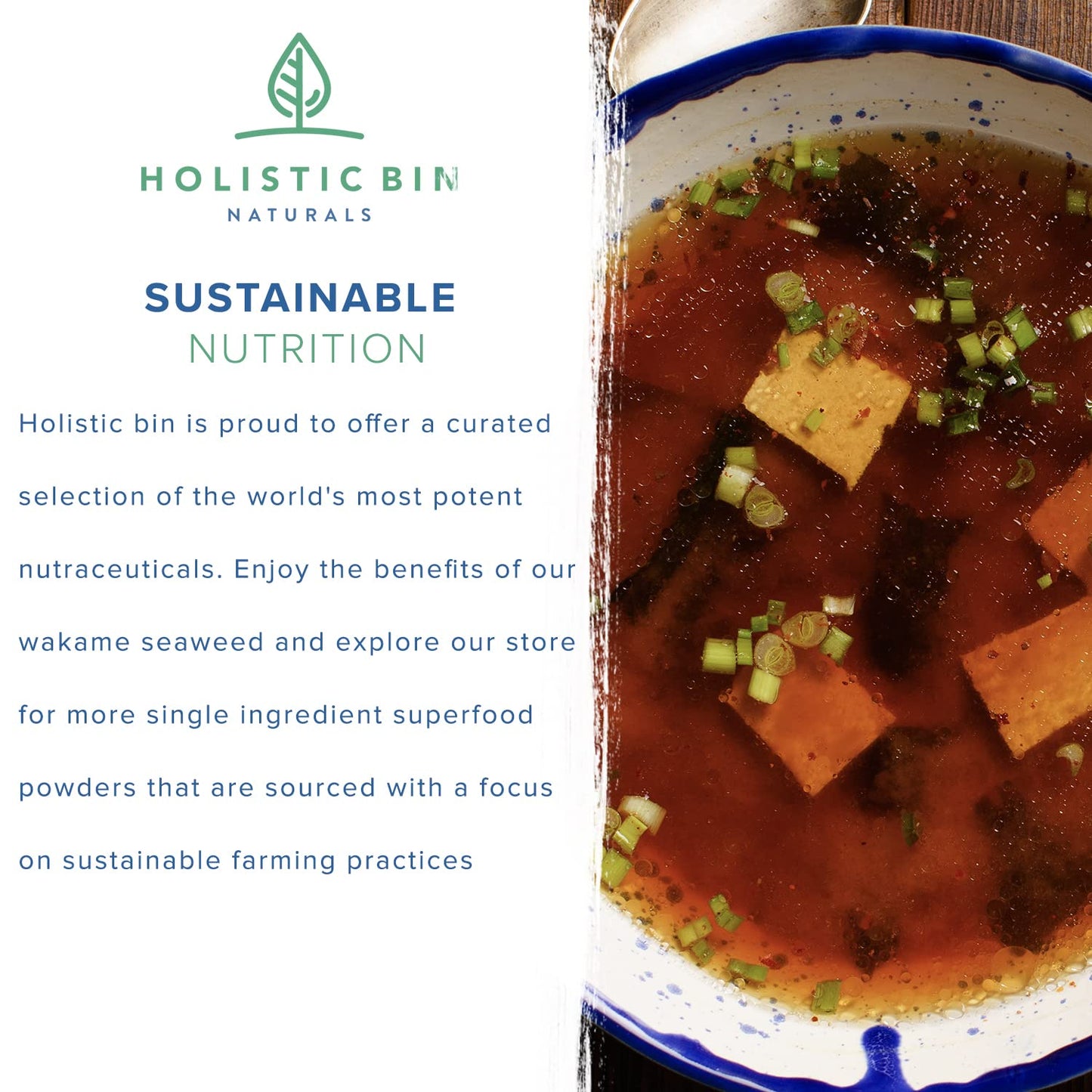 Holistic Bin Dried Wakame Sea Flakes | Organic Dry Sea for Miso Soup  Ramen  Sea Salad  and More | Wild Harvested Atlantic Wakame Flakes | Sun Dried  Non GMO