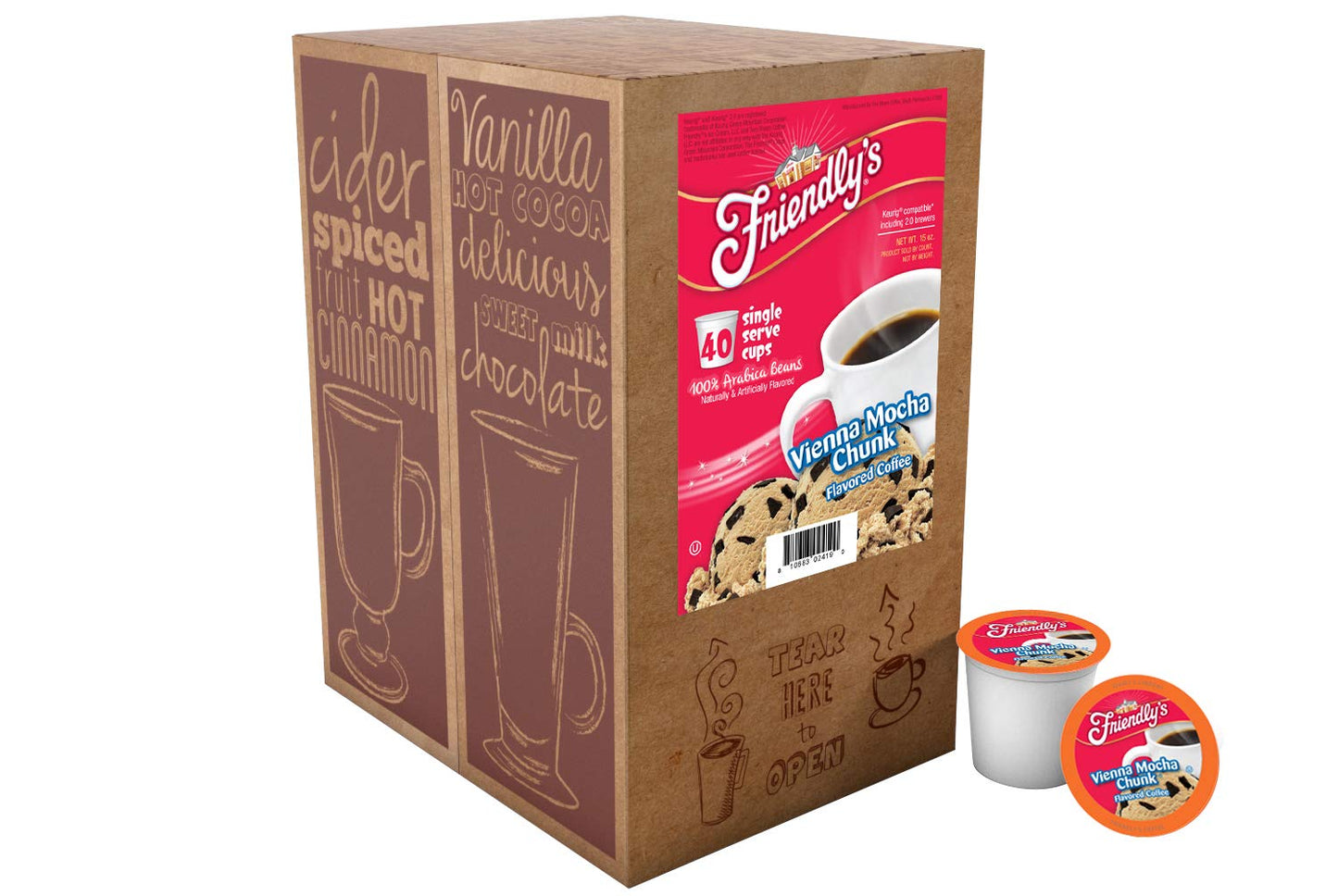 Friendlys Mocha Coffee Pods for Keurig, Vienna Mocha Chunk, 40 Count, Model FD VMC40