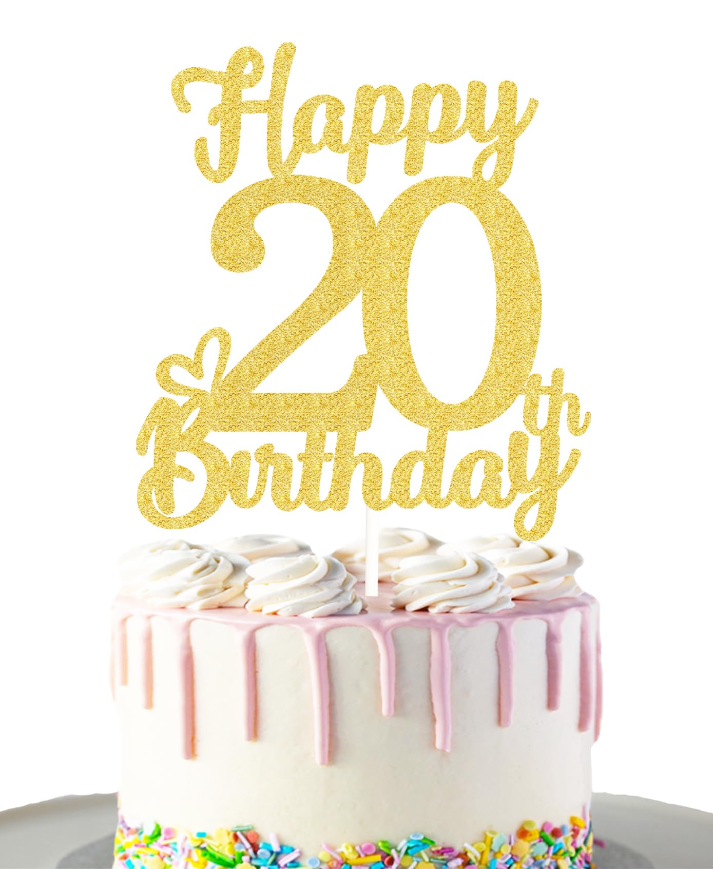 20 Birthday Cake Toppers-Gold Glitter, Twenty Cake Topper, 20 Cake Toppers, 20Th Birthday Decorations,20Th Birthday Cake Topper,